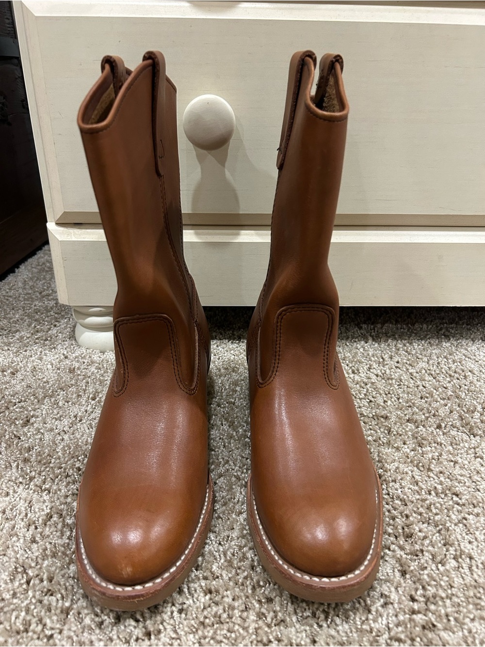 Men's Brown Leather Pull-On Boots